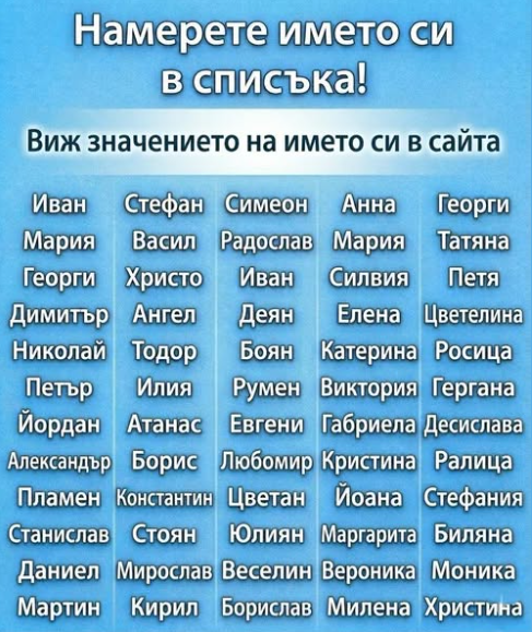 Всяко име носи характер, енергия и малко послание за човека, който го носи Всяко име носи характер, енергия и малко послание за човека, който го носи